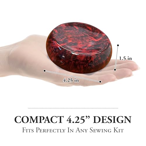 Image of Grabbit Magnetic Sewing Pincushion - Magnet Pin Organizer for Quilting, Embroidery, Needles, Bobby Pins, & Craft Storage, Red Swirl