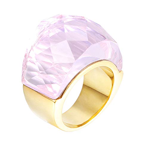 Image of HIJONES Men Women Stainless Steel Cubic Zirconia Royal Crystal Rings Wrap Band Cocktail Style
