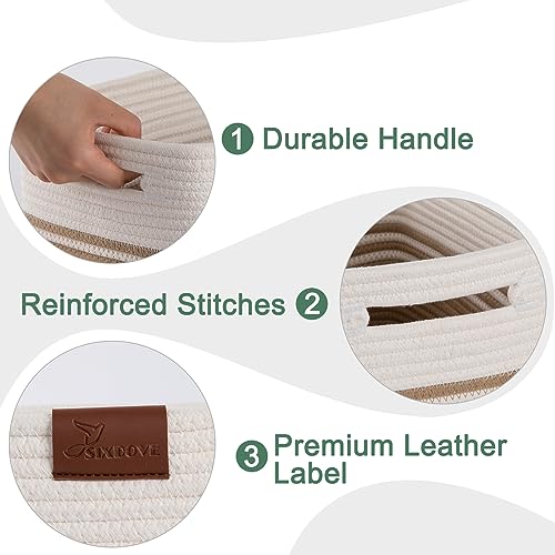 SIXDOVE-3-Pack-Shelf-Baskets-Woven-Cotton-Rope-Storage-Bin-Soft-Rectangular-Closet-Basket-Set-Long-Lasting-Stylish-Decorative-Organization-for-Clothes-Toys-Books-Jute-15L-x-10W-x-9H