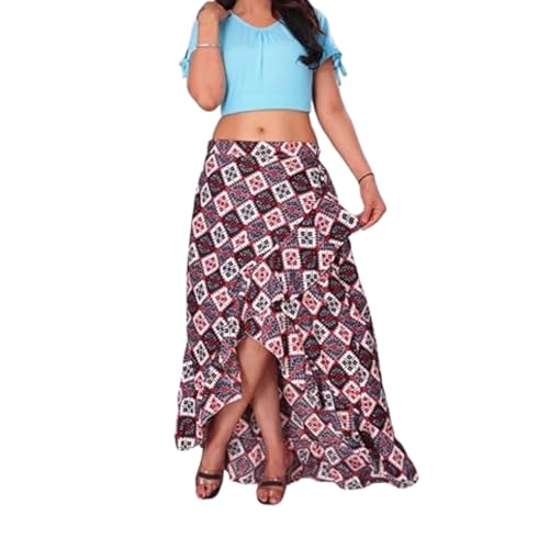 Image of JYESHTA Women's American Crepe Flared A Line Stitched Long Skirt with 12 Mtr Flare 40 in Height | Skirts for Women Long Length | Long Skirts for Girls