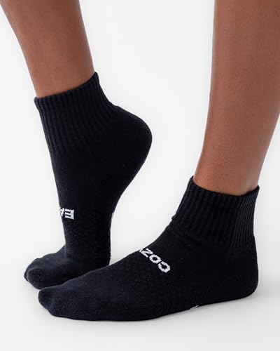 Image of Cozy Earth Essential Quarter Socks for Women and Men - Soft Mercerized Cotton Crew Socks 2-Pack Set - Heel & Arch Support