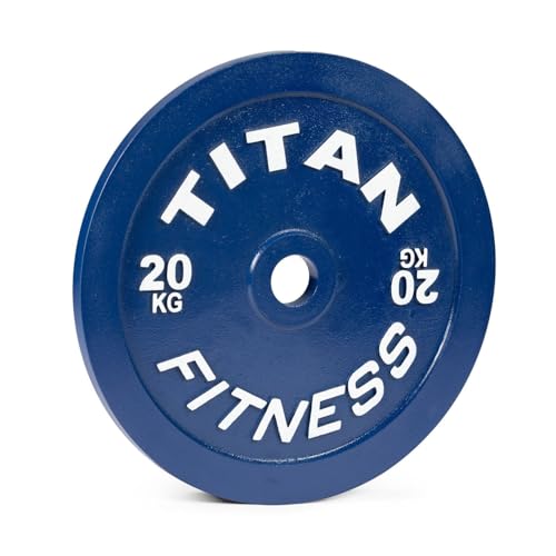 Titan Fitness 20 KG Olympic Calibrated Steel Powerlifting Plate, Machine Precision Steel Discs, Sold Individually