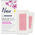 Nair Hair Remover Wax Ready Strips, Face and Bikini Hair Removal Wax Strips, 40 Count