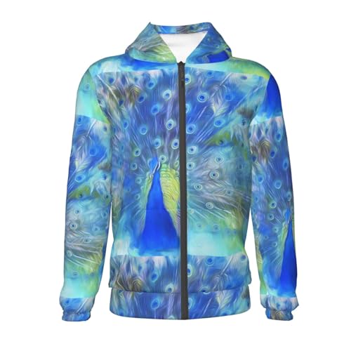 Peacock Kids Pullover Hoodies Boys Zip Up Sweatshirts Girls Athletic Clothes with Pocket2