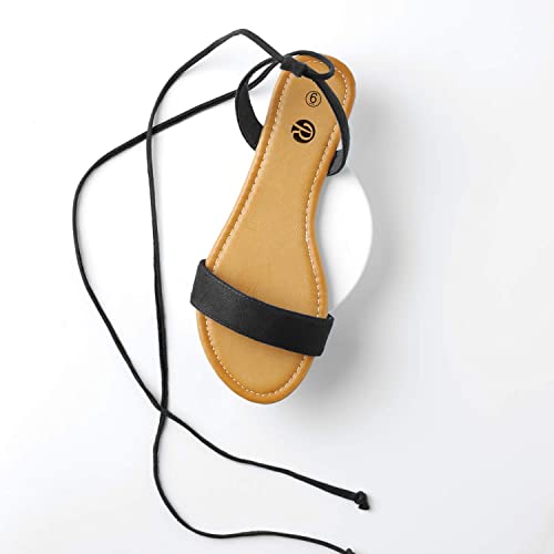 Rekayla Sandals Open Toe Tie Up Ankle Wrap Flat Sandals for Women Summer Dressy Shoes Cute Strappy Lace Up Sandals3