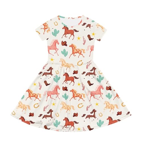 Image of Short Sleeve Dress for Girls with Pockets Cute Toddler Girl Clothes Summer 2-12