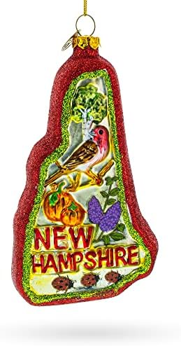 State of New Hampshire Symbols, USA Glass Christmas Ornament - Image 5
