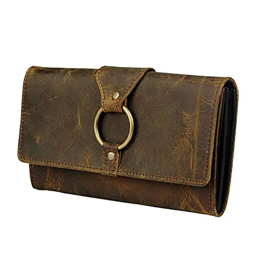 Myra Bag Dark Brown RFID Blocking Western Handheld Leather Wallet for Women