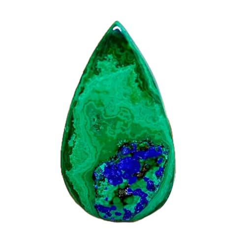 Cabochon azurite malachite naturelle poire 33x18mm pour création de bijoux