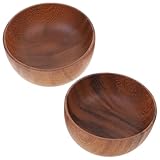 Artibetter 2 Stück Teiliges Akazienholz Schüssel Kleine Runde Holzschalen für Salat Reis Snacks Multifunktionale Stapelbare Obst Küchenschalen Natürliche Holzstruktur Japanischer Stil