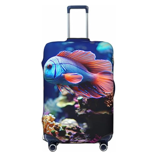 Coral Reef Fish Aquarium Travel Luggage Cover Elastic Washable Suitcase Protector Anti-scratch Thicken Baggage Covers Fit 18-32 Inch Large