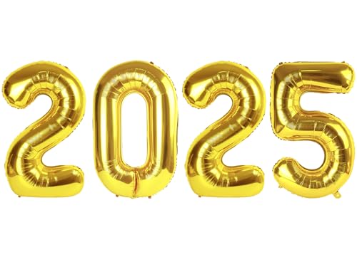 2025 Balloon Numbers - 40 Inch Gold New Years Eve Party Supplies 2025, Nye Decor Party Decorations Happy New Year, New Years Eve Foil Party Balloons
