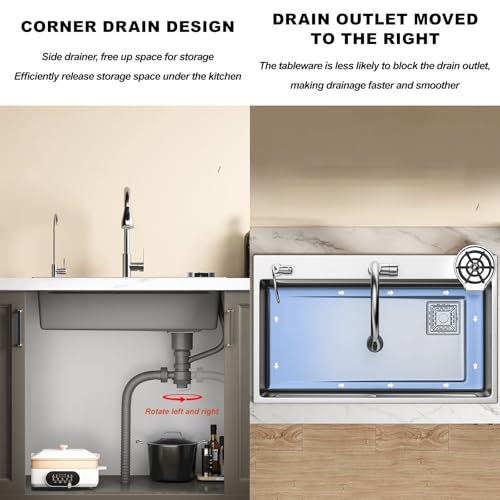 Évier utilitaire avec robinet en acier inoxydable 304 aux finitions durables