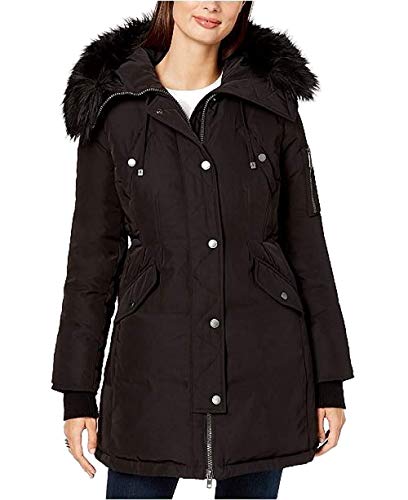 BCBGeneration Fur Hooded Puffer Jacket Black (XS)