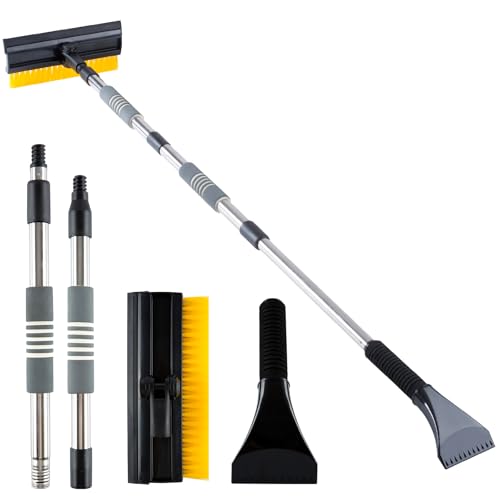 53'' Extendable Retractable Snow Brush & Ice Scraper for Cars/SUVs/Trucks - 360&deg; Rotating...