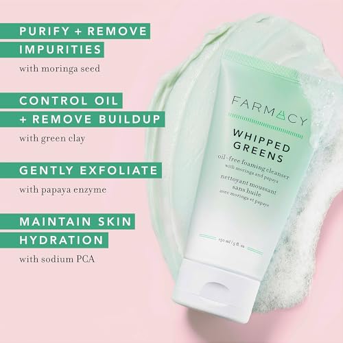 Farmacy Foaming Face Wash for Oily Skin - Whipped Greens Oil-Free Gentle Facial Cleanser + Exfoliator - Infused with Green Clay to Remove Impurities, Control Oil + Maintain Skin Hydration (150ml) - Thumbnail 3