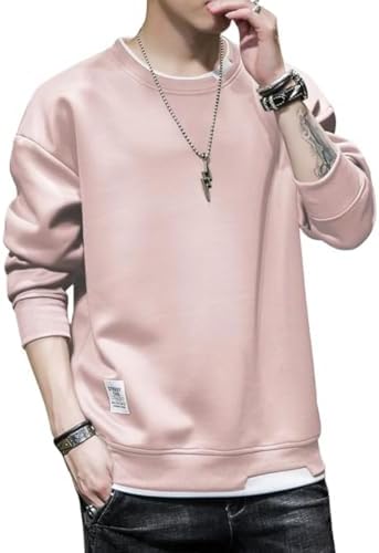 （16:00時点） [foveitaa] Tシャツ メンズ パーカー 長袖 ゆったり シルエット プルオーバー トレーナー トップス カジュアル おしゃれ 大きい サイズ 春秋服 pink XL