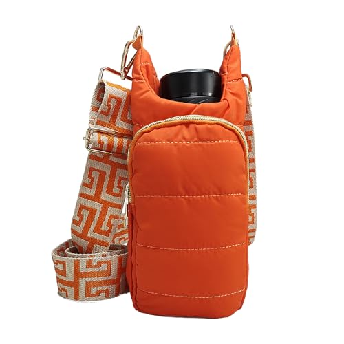 Puffer Water Bottle Holder Quilted Hydrobag Sports Pouch Bag with Adjustable Shoulder Strap Flask Sling Bag