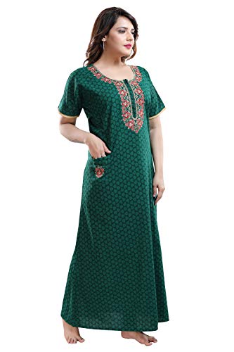 TRUNDZ Women's Pure Cotton Nighty with Zip and Pocket