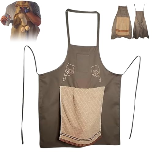 REALOKMAN Works Apron for Prank Adult Chef's Prank Apron Funny Gag Gift with Surprise Pocket Novelty Kitchen Cooking Apron for Men(1Pc)
