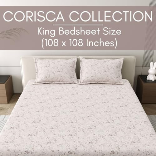 Image of Mafatlal 186 Tc Corsica Premium Cotton Bedsheet King Size | 274 X 274 Cm | Fresh-Feel Chaddar for Summer Sleep Comfort | Pure Cotton Bedding with 2 Pillow Covers | Soft Pink