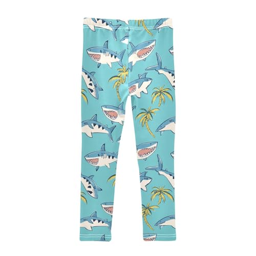 Cute Shark Girls' Leggings Toddler Doodles Palm Tree Kids Yoga Pants Dance Active Tights 4T2