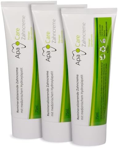 ApaCare Zahncreme Reparatur mit flüssigem Zahnschmelz Hydroxylapatit 3x75ml | Medizinische Zahnpflege mit Hydroxylapatit + Fluorid. Schützt, glättet und hellt die Zähne auf. Reduzi