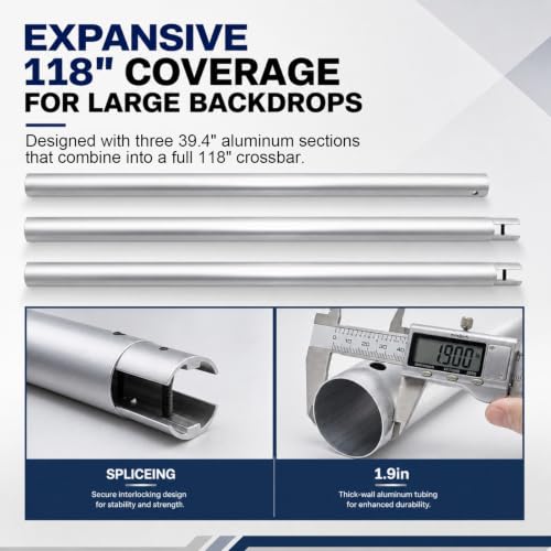 Zonon 118" 3Meter Metal Tube Crossbar for Studio Backdrop Wall Mount System by Zonon - Used condition - Image 2