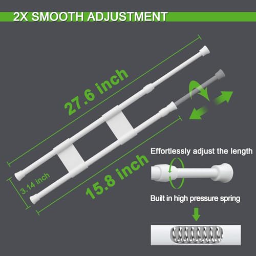 Reggory 4 Sets Double RV Refrigerator Bars, 15.8-27.6 Inches Non-Slip Adjustable RV Fridge Tension Rods, for Camper Refrigerator, Kitchen, Bookshelf, Cupboard-White by Reggory - Image 3