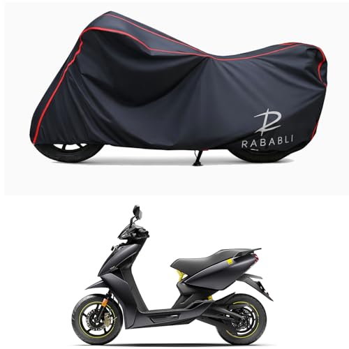 Image of Waterproof Bike Body Cover Compatible for | Ather 450X Gen 2 | Taffeta Fabric, Red Piping Design, Bottom Elastic Fit | Dustproof, Sun UV & Rain Protection for All Bikes