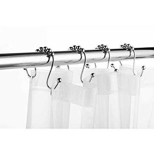 TENOVEL Rust Proof Curved Shower Curtain Rod, Adjustable Curved Shower Rod 50"-72", Double Glide Shower Curtain Hooks/Rings-Polished Chrome - Thumbnail 5