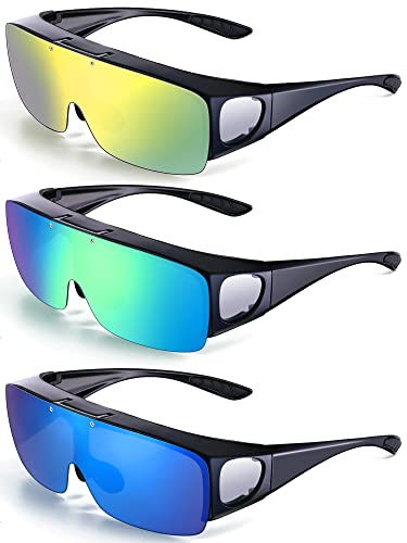 Image of Frienda 3 Pcs Flip Glasses Polarized Sports Sunglasses Cover-up Tac Sunglasses for Men Women Driving Fishing