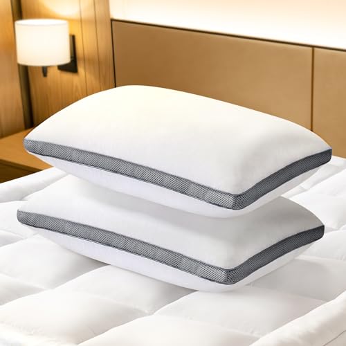 Wellos Bed Pillows 2 Pack, Hotel Quality Down Alternative Pillows with Plush Microfiber Filling for Side/Back Sleeper, Firm Pillows for Head and Neck Support, Luxury Pillow Standard Size 42 * 70CM