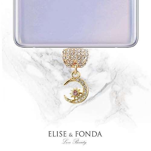 Elise & Fonda Tp218 Type-C Usb Charging Port Crystal Anti Dust Plug Tiny Moon And Star Cell Phone Charm For Samsung Galaxy/Huawei/Oneplus/Xiaomi/Oppo Android Phones  thumb #3