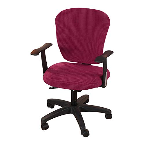 Jubang Funda de Silla de Oficina Elástica Cubierta para Silla de Computadora Silla Giratoria Lavable Funda Protector para Silla con Reposabrazos Rojo Talla única