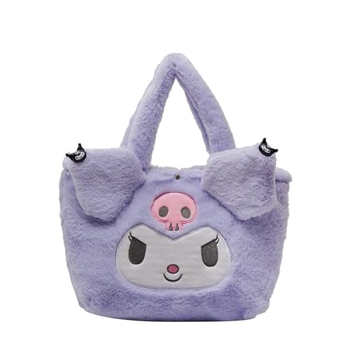 LUYAO Kawaii Cinnamoroll Sanrio Plush Bag My Melody Anime Handbags Kt Cat Purin Dog Kuromi Plushie Backpack for Girls (Kuromi)