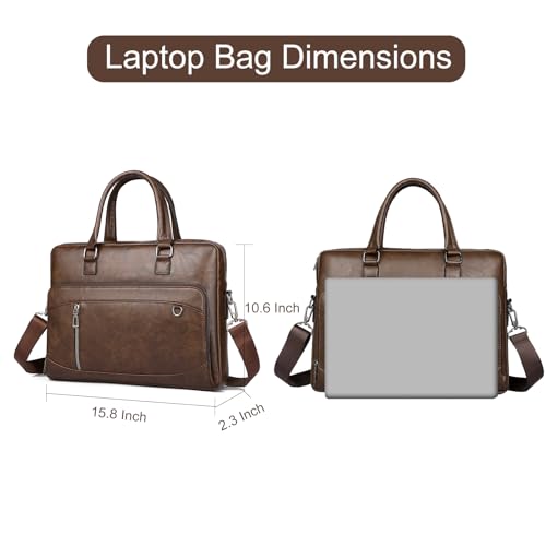 Bolsa marrón de cuero PU para laptop para hombres miniatura 2
