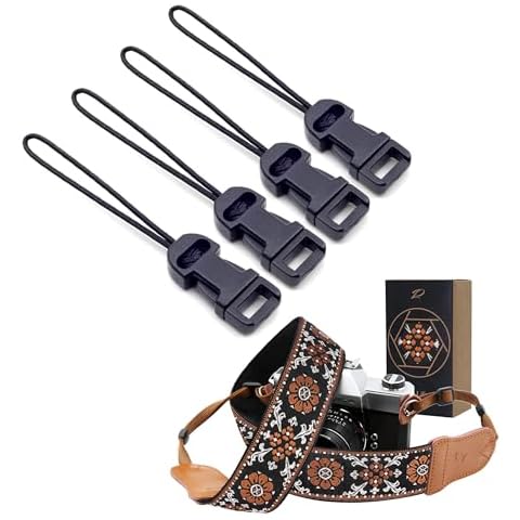Padwa Lifestyle Vintage Embroidered Camera Strap and 4 Pcs Black Quick Release Camera Strap QD Loops Connector Adapter Cover