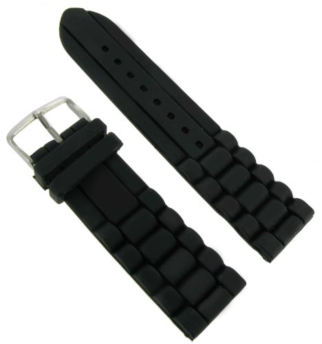 20mm Milano Trendy Silicone Black Waterproof Replacement Watch Band Strap