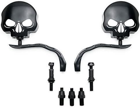 SMT-Skull Flame - Espejos laterales negros compatibles con Harley Road King Electra Street Glide Ultra B00RUDY8IA