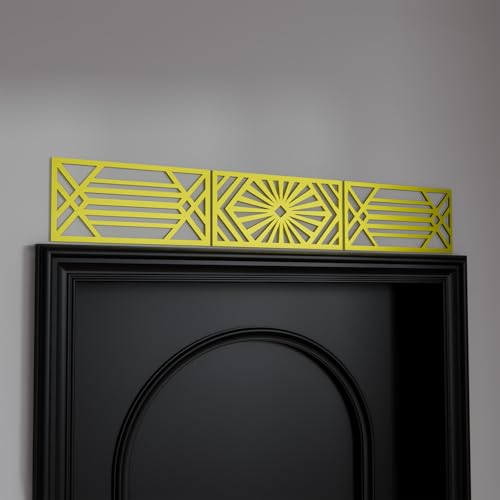 LiveInUrban 3PCS Art Deco Door Frame Decoration Wall Molding Trim for Door Window Fireplace, Diamond Lattice Gold 5.31"x11.22"