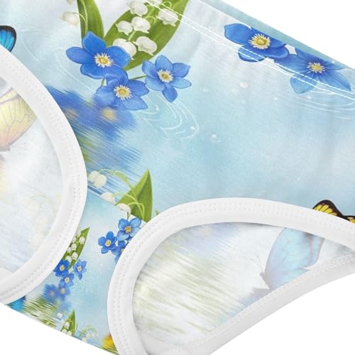 Toddler Panties, Blue White Flowers Girls Cotton Underwear, 2–8 Years 5