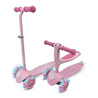 Zinc 3-In-1 Kids Scooter for Ages 1+ - Adjustable 3 Wheeled Scooter with Removeable Seat, Lean ‘n