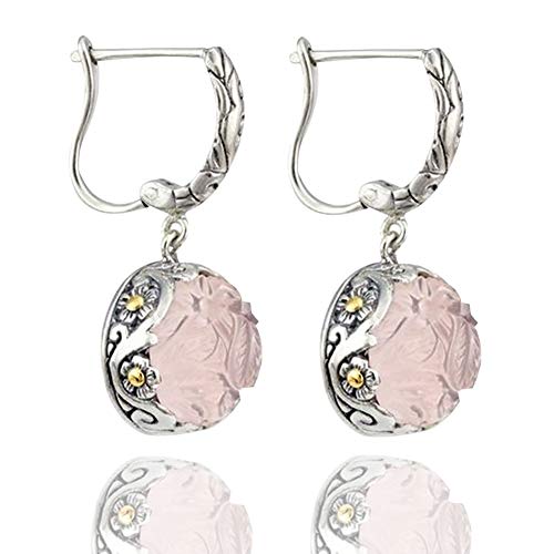 Preisvergleich Produktbild Muzhili3 Damen-Ohrringe, Blumen-Design, künstlicher Mondstein, Klappbügel, Bankett, Schmuck, Geschenk, Rosa