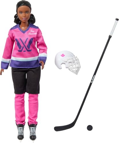 Muñeca Barbie Tim Hortons PWHL 2025 con accesorios miniatura 1