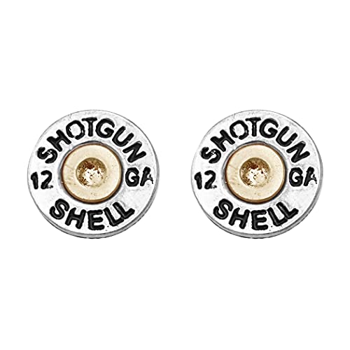 Image of Rosemarie & Jubalee Women's 12 Gauge Shotgun Shell Spent Bullet Hypoallergenic Post Back Stud Earrings, 15 mm, Zinc, no gemstones