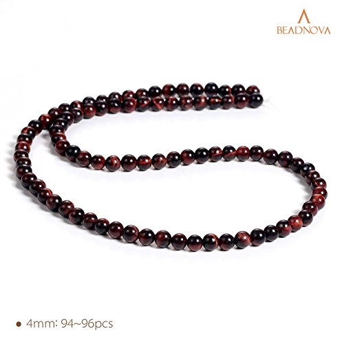 image for BEADNOVA 4mm Red Tiger Eye Gemstone Round Loose Beads for Jewelry Maki