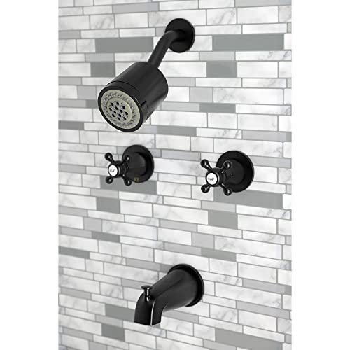 Grifo para bañera y ducha Kingston KBX8140BX, acabado negro mate, colección Metropolitan; con dos mangos; construcción de latón y ABS de grado técnico; cartucho sin empaques duradero miniatura 6