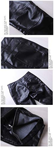 Andongnywell Men's Casual Slim Fit Genuine Leather Black Shinny Pants Punk Leather Man's Trousers Pant3