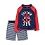 Navy Red Anchor/White Stripe